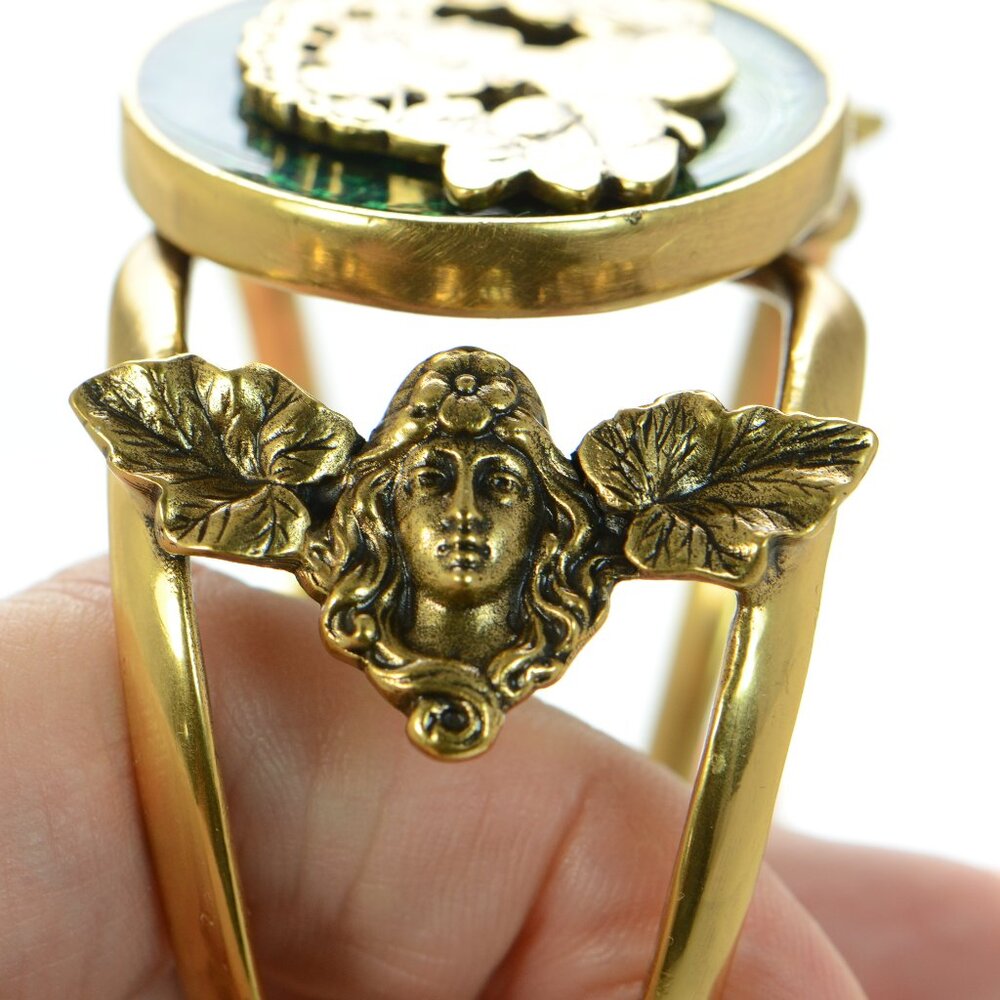 Oscar de la Renta Golgtone & Green Cuff Bracelet - Picture 5 of 8